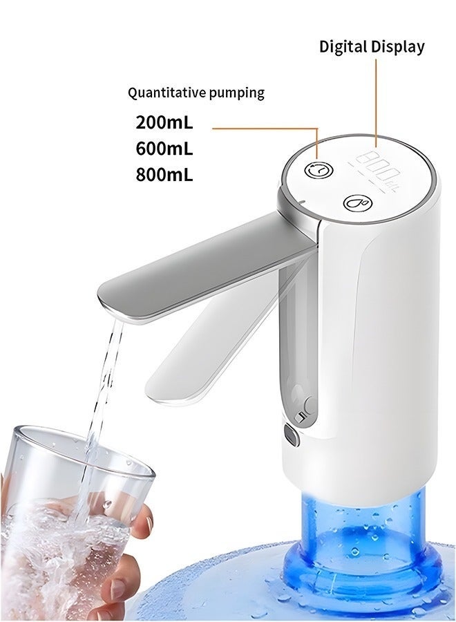 KVLA Folding Electric Water Dispenser Pump for 5 Gallon Bottle Free Quantitative Drinking Water Bottle Pump drinking water bottle dispenser with 1200mAh Battery USB Charging Water Pump  for Home Camping - Image 1